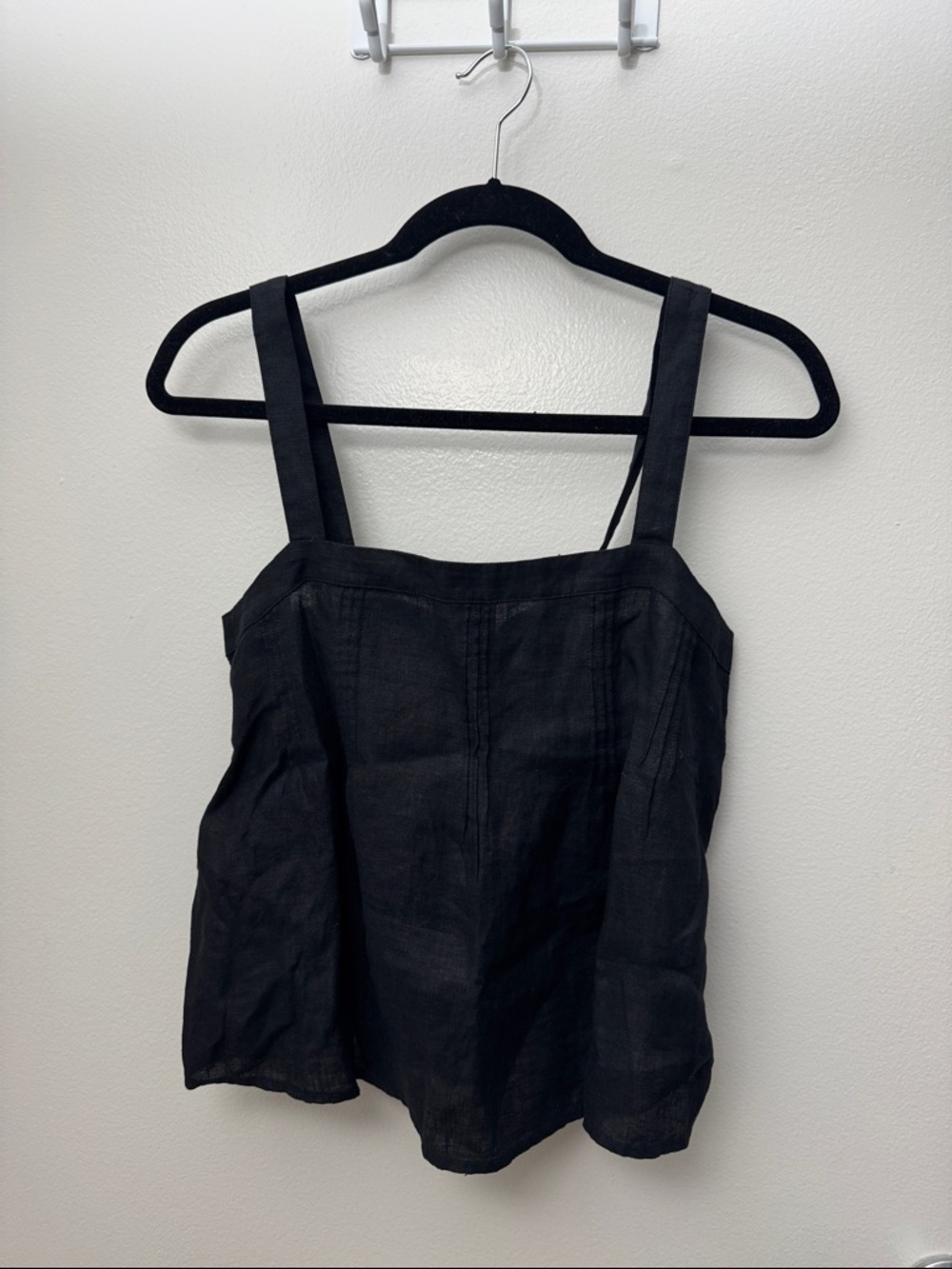 J. Crew Black Square Neck Linen-Blend Camisole